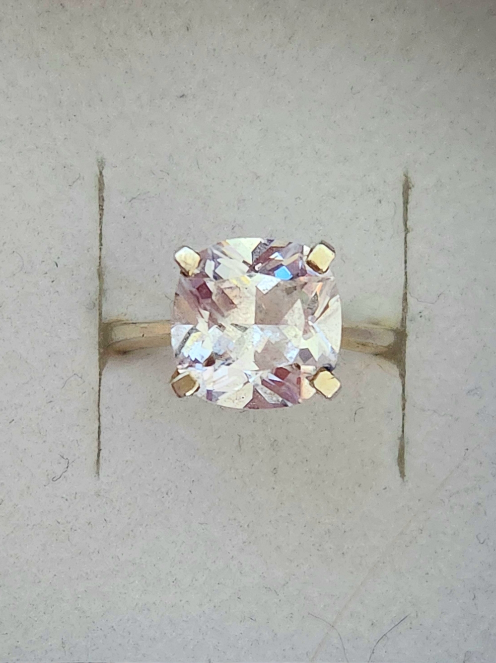 Yellow Gold Plated Cushion-Cut 4CT Lab Diamond Solitaire Ring